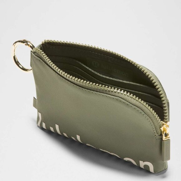 NWT Lululemon Clippable Card Pouch, Bay Leaf/Light Ivory/Gold - Picture 4 of 7